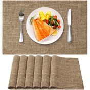 Resim 4/6 Adet, Bohem Tarzı Keten Amerikan Servisi, Kare Çiftlik Evi Masa Matları, Yıkanabilir Ülke Dekor Akşam Yemeği Amerikan Servisleri, Şık Kahve Altlıkları, Düğünler, Partiler ve Ev Dekoru için Ev Tabak Matları 