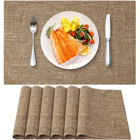 Resim 4/6 Adet, Bohem Tarzı Keten Amerikan Servisi, Kare Çiftlik Evi Masa Matları, Yıkanabilir Ülke Dekor Akşam Yemeği Amerikan Servisleri, Şık Kahve Altlıkları, Düğünler, Partiler ve Ev Dekoru için Ev Tabak Matları 