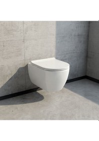 Resim Turkuaz Cerastyle Rimless Kanalsız City Asma Klozet ve Kapak Ultra Lüx Soft 