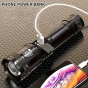 Resim 1 Taktiksel LED Feneri Geri Çekilebilir Yakınlaştırma ile, 3 Işık Modu, USB Tip-C Şarj Edilebilir, 1200mAh Lityum Pil, Açık Hava Çalışması, Kamp ve Acil Durum Kullanımı için Taşınabilir Aydınlatma, USB Kablosu Dahil, Fener Şarj Edilebilir 