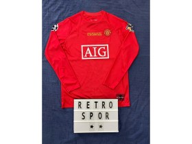 Resim 2008 Sezonu Cristiano Ronaldo Manchester United Uzun Kol Kırmızı Renk Nostalji Forma / Retro Ronaldo Forma 