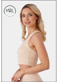 Resim Kadın Ten Rengi Sporcu Sütyeni Pedli Likralı Su Sporları Koşu Fitness Dans Sports Bra Ten Rengi 