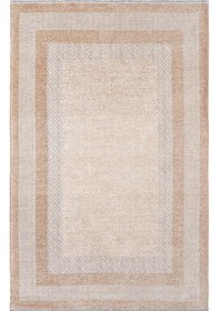 Resim Moretti Nordi Çerçeve Desenli Yıkanabilir Salon Mutfak Yolluk Bej Dokuma Modern Halı 