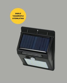 Resim Güneş Paneli İle Şarj Olan 20 Led Dış Mekan Hareket Sensörlü Lamba 