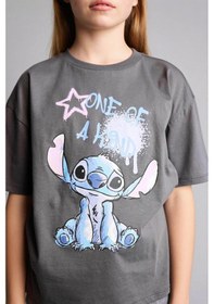 Resim Defacto Dısney Lılo & Stıtch Tişört Kız Çocuk Antrasit Kız Çocuk T-shirt H0724a8/ar58 Antrasit 