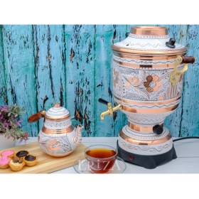 Resim Eriza 6 Litre 220V Elektrikli Işlemeli Bakır Semaver 