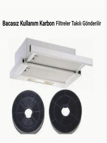 Resim Uygun Hibsan Beyaz Aspiratör Çift Motorlu Bacasız Kullanım Için 2 Adet Karbon Filtre Hediyeli 