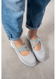 Resim Wordex Bb-1 Kadın Günlük Fileli Lastikli Babet Yazlık Kadın Ayakkabı Gri 