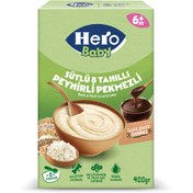 Resim HERO Baby Sütlü Peynirli Pekmezli 8 Tahıllı Kaşık Maması 400g 
