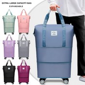Resim 1 X Oxford Kumaş Seyahat Duffel Çantası - Çok Yönlü, Kalın, 3 Katmanlı Genişletilebilir, Ekstra Büyük Kapasiteli, Omni-Directional Tekerleklerle Katlanabilir, Sabit Omuz Askılı Fermuarlı Tatil Valizi ve, Elde Yıkanabilir, Noel Hediyesi 