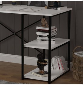 Resim Raflı Metal Çalışma Masası-metalçm01-beyaz Beyaz 