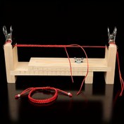 Resim 3'lü/1 set Ayarlanabilir Ahşap Bileklik Yapım Seti, 2 Klipsli El İşi Bileklik Dokuma Aletleri ve U Şeklinde Ölçekli Çerçeve ile DIY Bileklik Üretim Kiti 