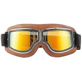 Resim Retro Motosiklet Gözlükleri Deri Pilot Kask Gözlükleri Uv400 Vintage Klasik Gözlükler Scooter Motosiklet Bisiklet Güneş Gözlüğü Bisiklet Gözlükleri J 