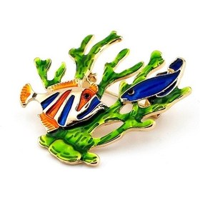 Resim Resif Deniz Balıkları Mercan Büyük Boy Metal Broş Rozet Rz039 