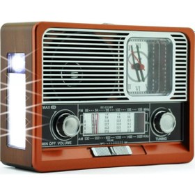 Resim Everton RT-306 Bluetooth Usb/SD/Aux/FM Radyo Saatli Ahşap Nostalji Radyo 