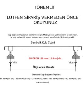 Resim Almina Porselen ve Ticaret Zirve 128 mm Lüx Dolap Çekmeçe Mutfak Kulp Siyah-Altın 