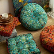 Resim 1 adet Bohem Tarzı Farklı Morluk - İnci Mavi ve Altın Desenli - Yumuşak, Peluş, Dayanıklı Polyester Lif, Yatak Odası, Oturma Odası Dekoru, Makinede Yıkanabilir, Tüm Mevsimler İçin, Ev Dekoru Yastığı | Canlı Yastık | Dayanıklı Lif Yastık, Dekoratif Yastıklar 
