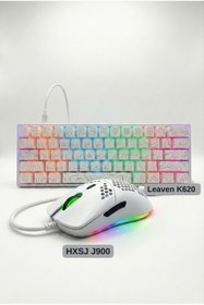 Resim Leaven K620 Desenli Red switch Mekanik Oyun Klavyesi Hxsj J900 Kablolu Oyuncu Mouse Seti 