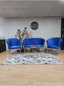 Resim ZAFİR Krom Kaplama Tel Ayak Papatya Çay Seti Koltuk Takımı , Balkon, Salon, Ofis, Cafe Koltuk Takımı 