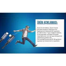 Resim Cosmostech Meta Quest Sanal Gerçeklik Gözlüğü İçin Link Kablosu 1/2/3/pro/pico Uyumlu 3.2 Hızlı Data Kablosu 5m G 