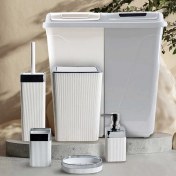 Resim Violet Still Çamaşır Sepetli 6 Parça Kare Banyo Seti 