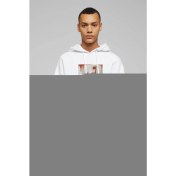 Resim Qivi Basketbolcu Spor Baskılı Beyaz Erkek Örme Kapşonlu Sweatshirt Uzun Kol 