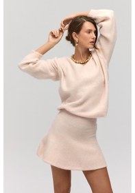 Resim Mai Collection Mai Studios Co. Nordis Volanlı Pembe Triko Mini Etek Pembe 