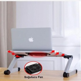 Resim Upway Ayarlanabilir Katlanabilir Dizüstü Bilgisayar Masası Soğutucu Fanlı Macbook Stand 
