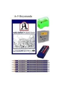 Resim Eskiz Defteri A5 50 Yaprak Karakalem Çizim Seti Hamur Silgi Faber Castell Dereceli Kalem 