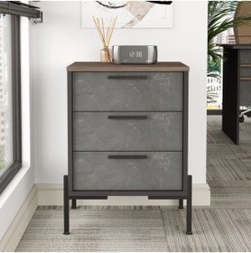 Resim Robin Home Berlin C Ofis Keson Metal Ayaklı Kahve Beton Antrasit Vs3-cga 