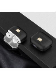 Resim Apple Uyumlu AirPods 4 Kılıf Deri Görünümlü Askı Aparatlı Wlons Kulaklık Kılıfı Siyah 