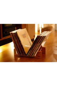 Resim Sound Box Ahşap Plak Standı – 50 Plak Kapasiteli, Akrilik Yan Panelli 