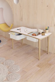 Resim Fahrettin Küçük Iki Çekmeceli Çocuk Oyun Ders Çalışma Masası Montessori 