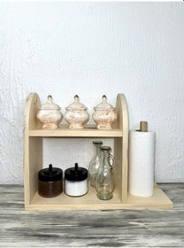 Resim O&a Wood Doğal Ahşap Mutfak-banyo Rafı Tezgah Üstü Düzenleyici Ba 