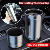 Resim 15.22oz Paslanmaz Çelik Araba Isıtmalı Kupa, 12V/24V Elektrikli Yalıtımlı Seyahat Kahve Kupası, Taşınabilir Araba Fişi Su Şişesi, Pil Gerektirmez, Açık Hava Kullanımı 
