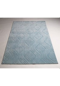Resim Çam Halı Emboss Jr10 Turkuaz Modern Desen Yeni Zellanda Yünü Ve Viskon El Dokuması Halı - 160x230 Turkuaz 