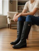 Resim NiceDiffer kadın cilt yuarlak burun kalın düz topuklu çizme 