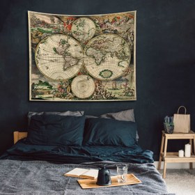 Resim Antik Dünya Haritası Duvar Örtüsü - 175 cm x 160 cm 