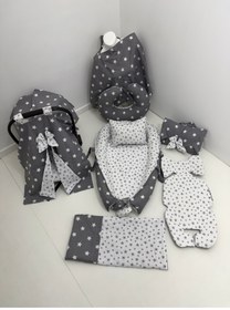 Resim Balamira Babynest Gri Beyaz Yıldız 10 Lu Babynest Takımı 