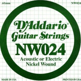 Resim D'Addario NW024 Nickel Wound Elektro ve Akustik Gitar Tek Tel (24) 