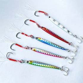 Resim 5 adet Canlı Kalem Şeklinde Balıkçılık Yemleri - Tatlı Su Balıkları için Batan Uzun Atış Jigleri, Tuna ve Kırmızı Balık için İdeal, Hız Jigging Yüzme Eylemi, 7-60g, Demir Malzeme, Tüyü Olmayan saç tokası ile Tam 