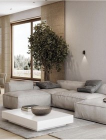 Resim LUXURY VİLLA Luxury Beyaz Camlı Orta Sehpa 90x90 Yükseklik 30cm 