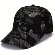 Resim Erkek Siyah Kamuflaj Ördek Çanak Beyzbol Kapağı - Nefes Alabilen, Güneş Koruma, Ayarlanabilir Snapback ile Rahat Açık Hava Şapkası, Yumuşak Polyester Malzeme, Açık Hava Sporları Şapkası|Kamuflaj Desenli Şapka|Yumuşak Dokulu Şapka 