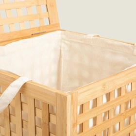 Resim Chakra Bambu Çamaşır Sepeti - 58x40x40 cm 