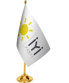 Resim Masa Üstü İyi Parti Bayrağı + Pirinç Direk Masa Bayrak Seti 