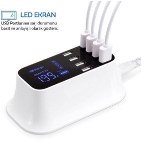 Resim Dynego Doolike Çoklu Usb 8 Port Göstergeli Şarj Doldurma İstasyonu 