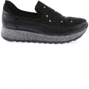 Resim Dgn Kadın Kalın Taban Kristal Taşlı Sneakers Ayakkabı Siyah 112130162674 