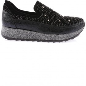Resim Dgn Kadın Kalın Taban Kristal Taşlı Sneakers Ayakkabı Siyah 112130162674 