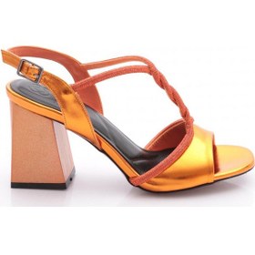 Resim Dgn 808-23y Kadin Bantli Silver Taşli Burgu Aksesuarli Topuklu Sandalet Turuncu Açma Turuncu 