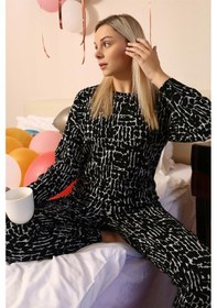 Resim Akbeniz Kadın Uzun Kol 3 İplik Penye Pijama Takım 4180 - L Siyah 